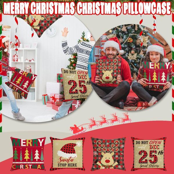 

pillow case christmas pillowcase sofa cushion cover throw linen cartoon print chair