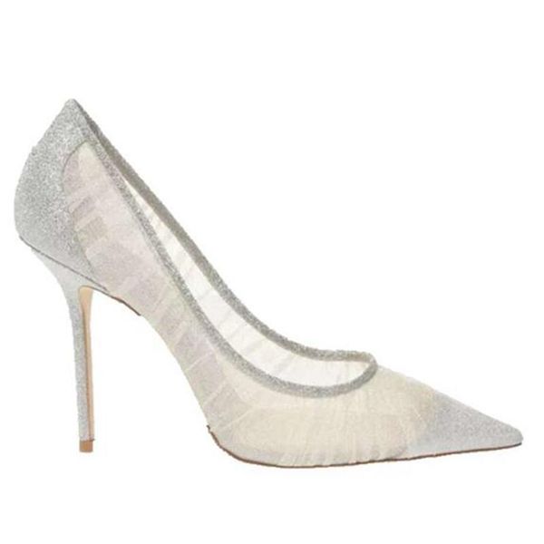 

dress shoes 2021 women's thin high heels bride party women pumps mesh bling slip on 7cm pointed toe rhinestones shallow, Black