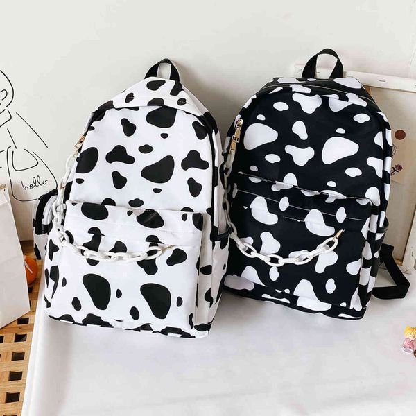 

waterproof casual women backpack anti-theft rucksack mochila cow letter print school shoulder bag for teenagers girls birthday g y1105