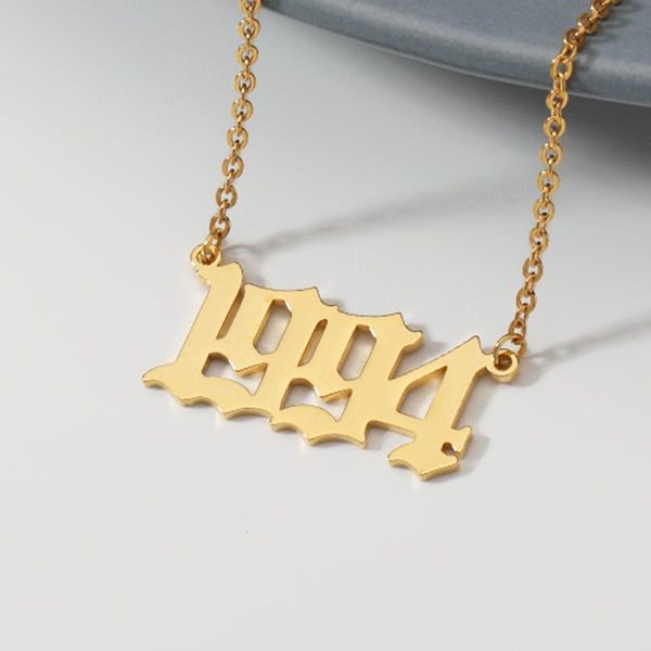 

pendant necklaces old english 1990~2021 number for women men jewelry anniversary birthday couple friend gifts, Silver