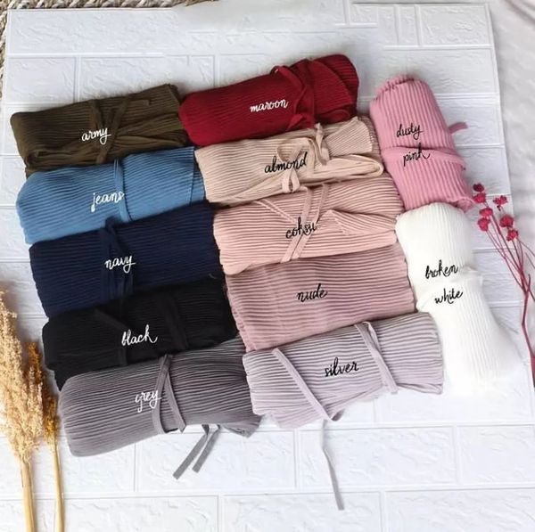 

pleated hijabs with rope bubble chiffon crinkle for muslim women head scarf hijabs shawls, Blue;gray
