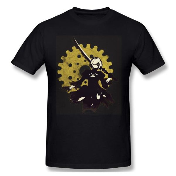 

o-neck 100 cotton nier automata - virtuous treaty chiffon sleeve short men's t-shirts, White;black
