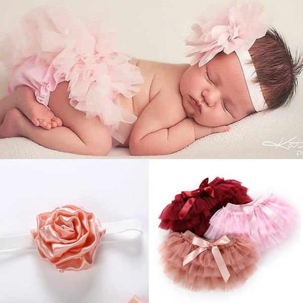 

skirts born baby girls layer ballet tutu skirt with vintage headband pography prop shower gift clothing, Blue