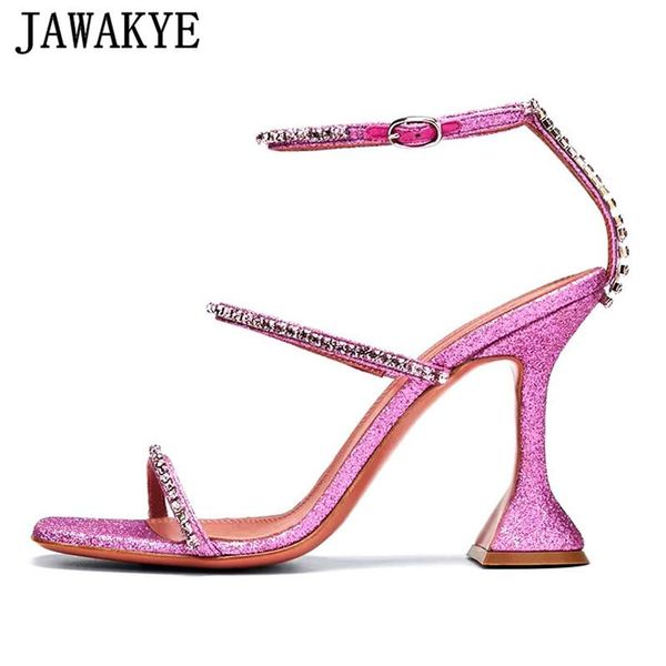 

celebrity crystal high heel sandals women open toe ankle buckle strange rhinestone woman shoes wedding party, Black