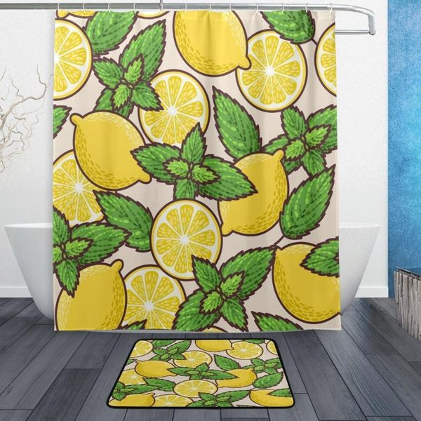 

shower curtains fresh and peppermint waterproof polyester fabric curtain with hooks doormat bath floor mat bathroom home decor