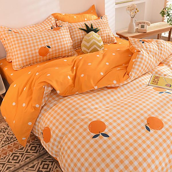 

bedding sets home textile four pieces big orange double bed comefortable soft bedspreads quality quilt cover pillowcase oceania