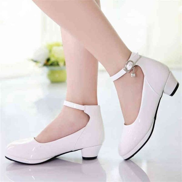 

dress shoes spring girls leather shoes children's princess high heels black white wedding party dance 29xg