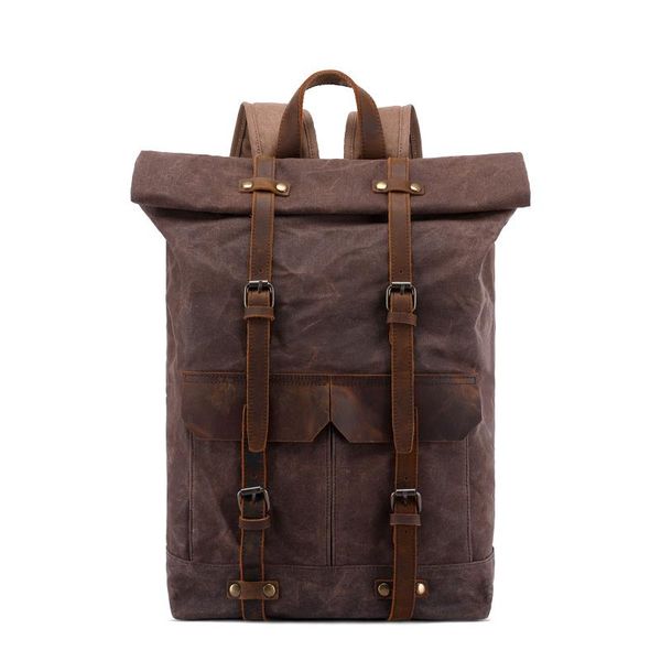 

backpack nesitu vintage coffee grey army green wax canvas 14'' lapwomen men backpacks female male travel bags m0013