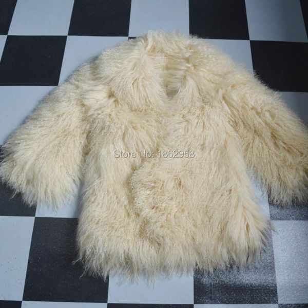 

fashion 80cm length women warm mongolia sheep fur coat women's & faux, Black
