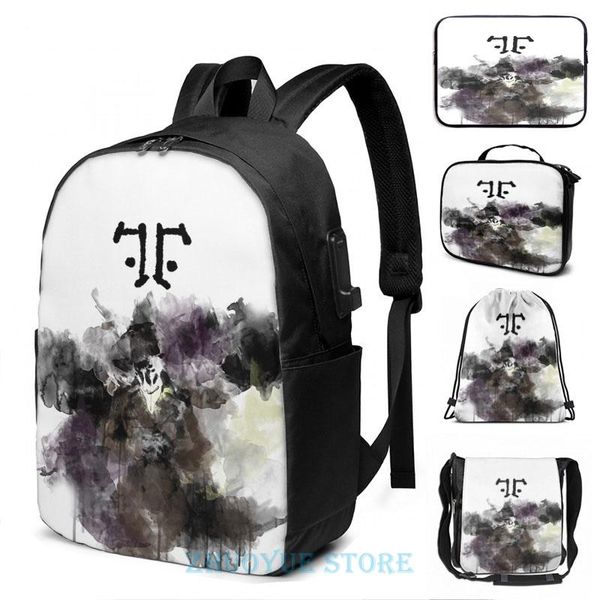 

backpack graphic print watchmen- rorschach watercolor portrait usb charge men school bags women bag travel laptop