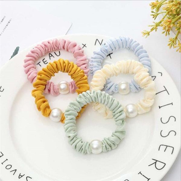 

hair accessories korean version ladies band women simplicity solid color pearl rubber bands high elasticity ties girls