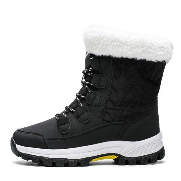 

boots winter russian women thick fur keep warm mid-calf snow comfortable chaussures femme, Black