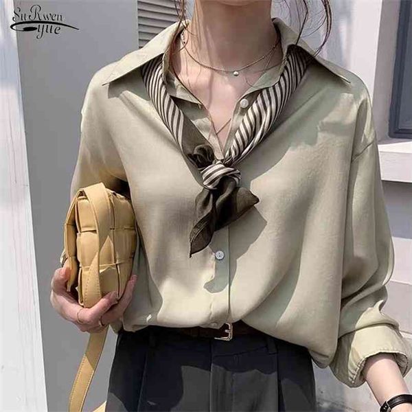 

blusa women's blouse solid multi colors shirt woman plus size casual korean loose autumn long sleeve feminine 9360 210421, White