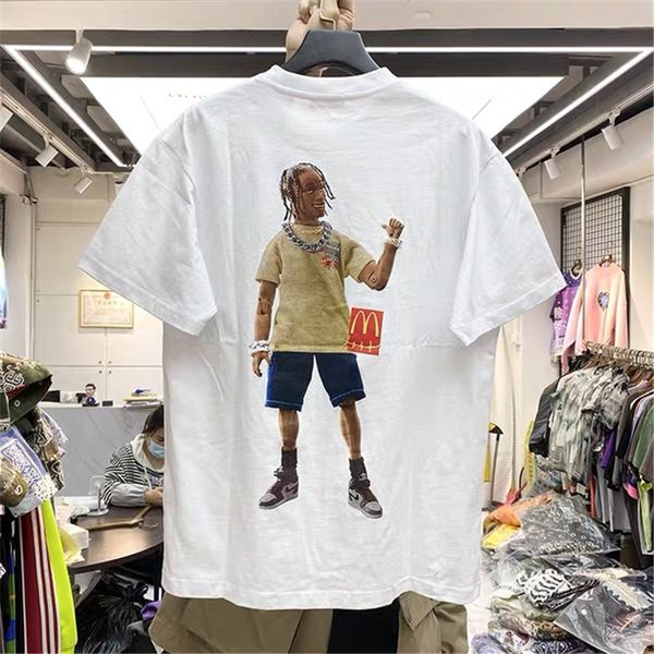 

relaxed high street t shirts men's and women's hamburger letter short sleeve tee, White;black