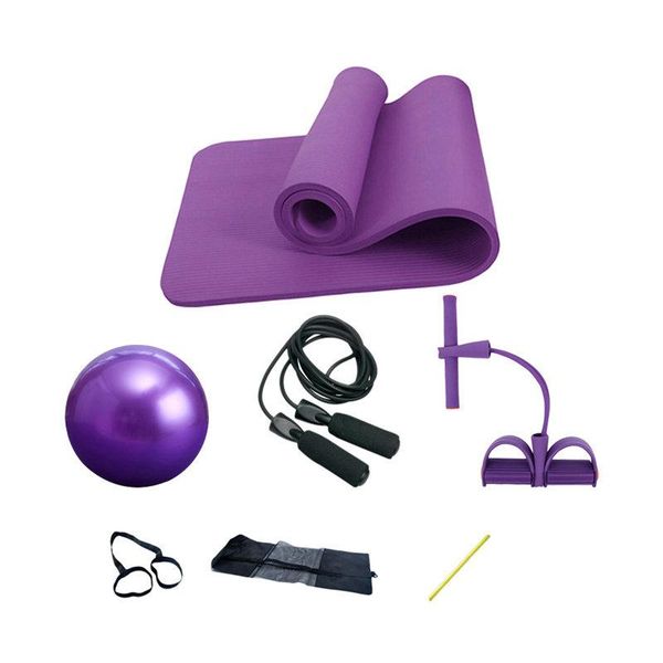 

183cm yoga mat four piece set 10mm two strand thruster black rope skipping pilates ball drop mats