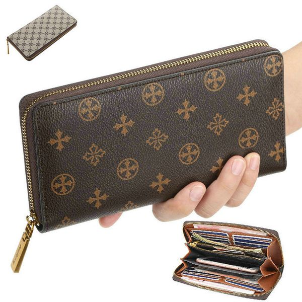 

2021 retro women's wallet and purse multi-functional long purse zipper phone wallet money luxury designe men's card holder, Red;black