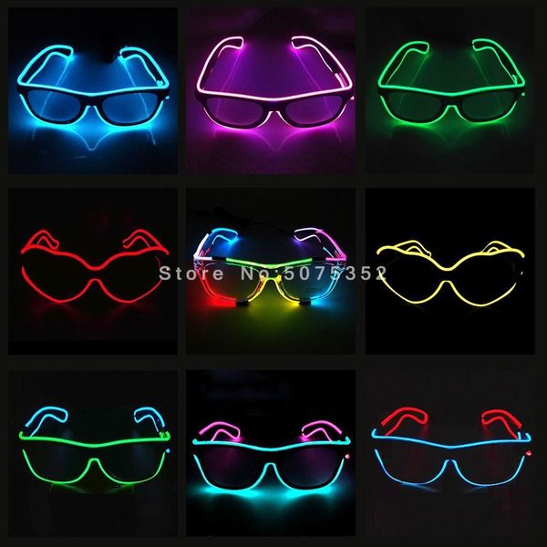 

wedding party led glasses heart shape neon sunglasses birthday rave el bright sun for men women dance wear, White;black