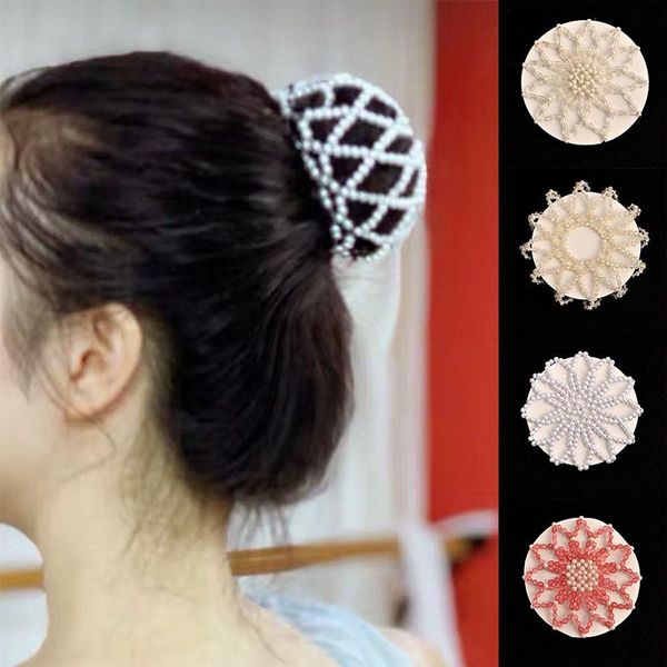 

hair accessories arrival crochet pearl hand made elastic nets for ladies ballet dancing snood net colorful
