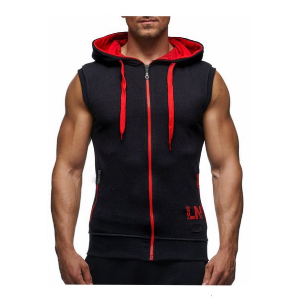 

men' tank brand vest casual hooded to join fashion zipper sleeveless bodybuilding  i8li, White;black