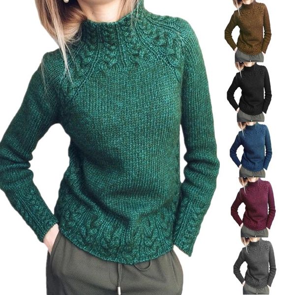 

2021 new women's sweater solid color jacquard knitted, White;black