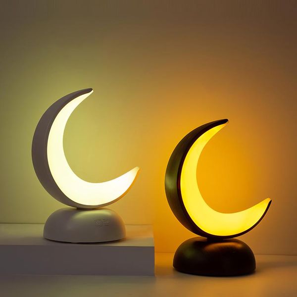 

night lights creative moon led table lamp portable adjustable cold warm light bedroom dormitory learning