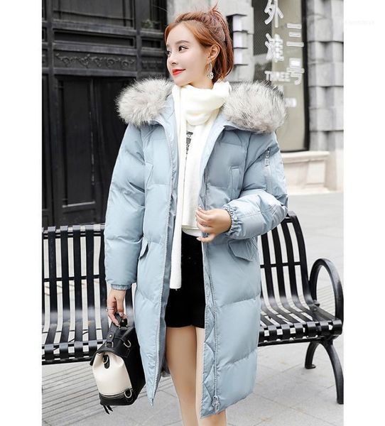 

women's down & parkas women winter jackets and coats warm long wadded jacket large fur collar chaquetas cortas mujer lx22781, Black
