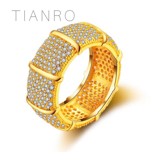 

wedding rings tianro luxury plating 18 gold with women's inlaid white zircon for 9.6mm wide exaggerated engagement gifts, Slivery;golden