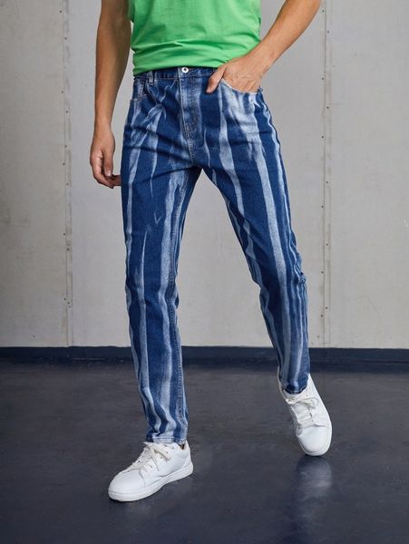 

men slant pocket washed tapered jeans s4wu#, Blue