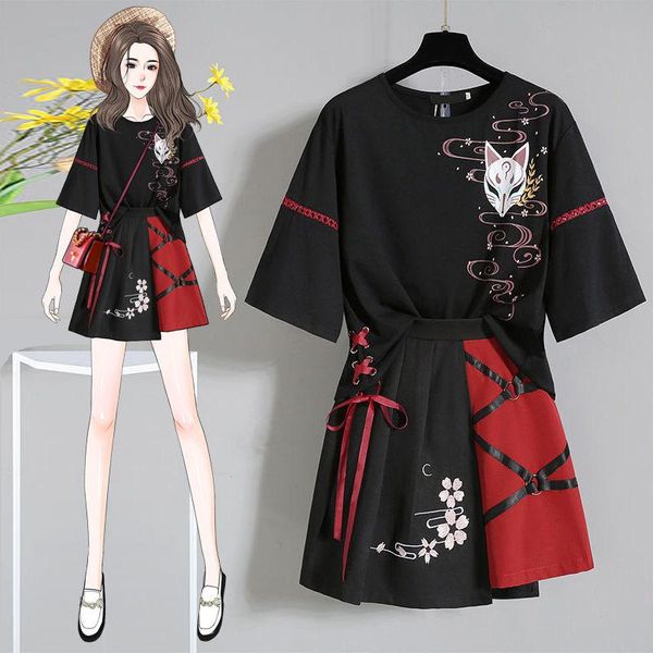 

women's tracksuits plus size clothing 2021 trendy fashion slim and improved chinese hanfu suit female summer two-piece, Gray