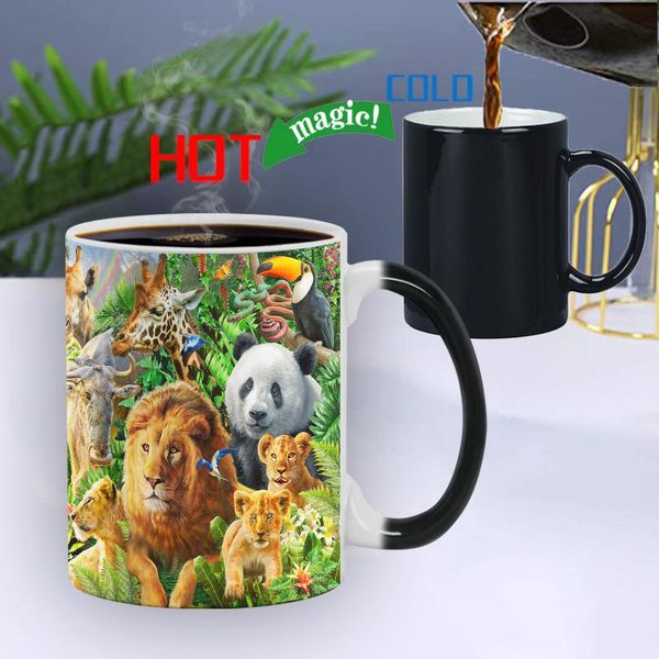 

mugs style animal world heat sensitive magic color changing 11oz ceramic breakfast coffee cow milk tea cup interesting gift