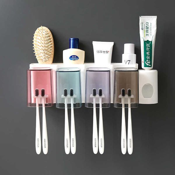 Multifunction Bathroom Acessórios Armazenamento Toothbrush Holder Save Space Health Durable Fácil de limpar Dentífrico de dentes em casa Dispensador 210709