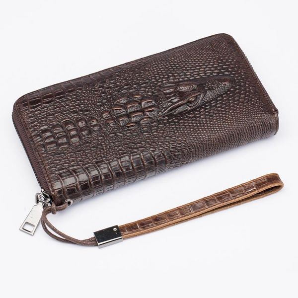

wallets genuine leather men crocodile pattern business coin pocket long male purse retro card holder, Red;black