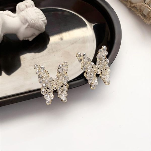 

stud cute bling butterfly earring sparkling crystal for women girls korean style handmake jewelry femme jewellery bijoux, Golden;silver
