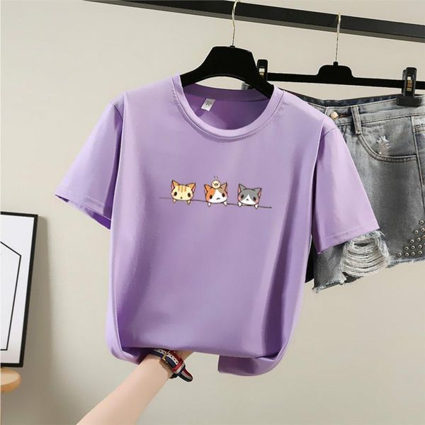 

spring summer women t-shirt cute cartoon print korean style girl students wear short sleeve harajuku o-neck female women's, White