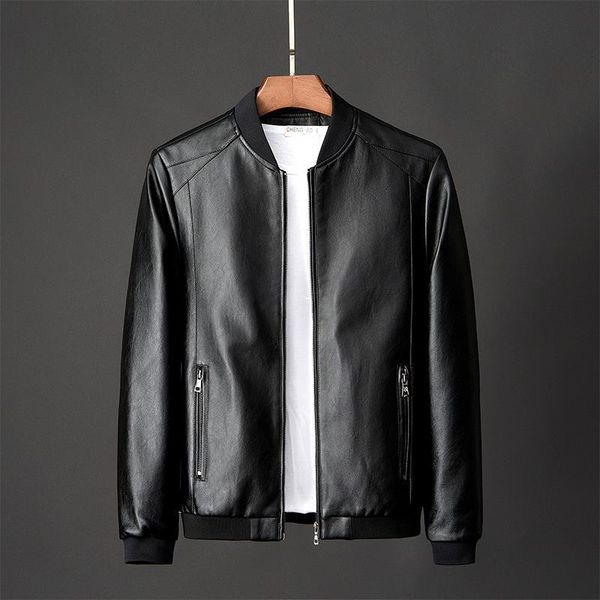 

men's fur & faux leather clothing autumn handsome jacket slim, Black