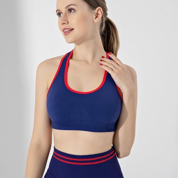 

fabric nylon breathable ladies yoga sports bra solid color fitness underwear outdoor sportswear seamless outfit