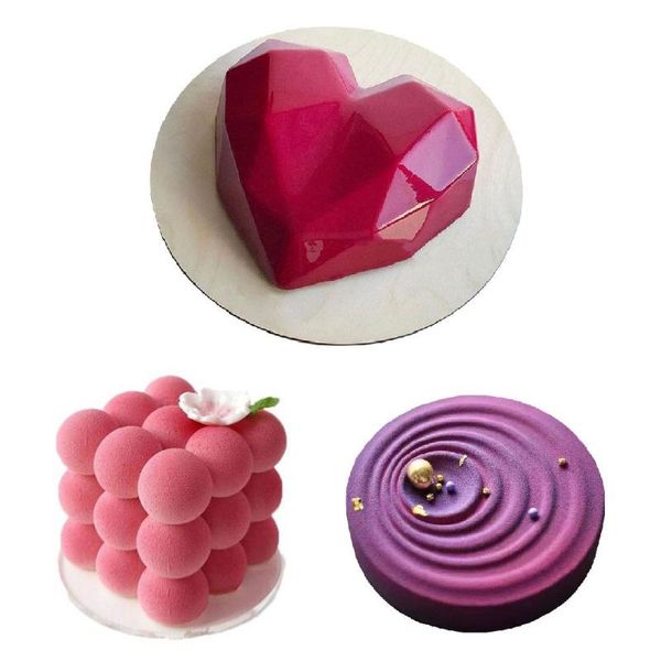 

baking moulds silikolove 3pcs round heart shape silicone cake mold tools diy bakeware decorating mousse pan wedding
