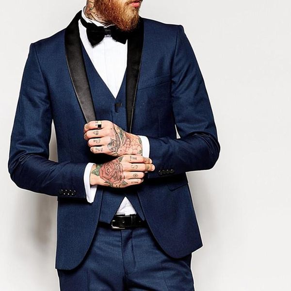 

men's suits & blazers side vent slim fit groom tuxedos shawl collar men suit 2021 navy blue groomsman/bridegroom wedding (jacket+pants+, White;black