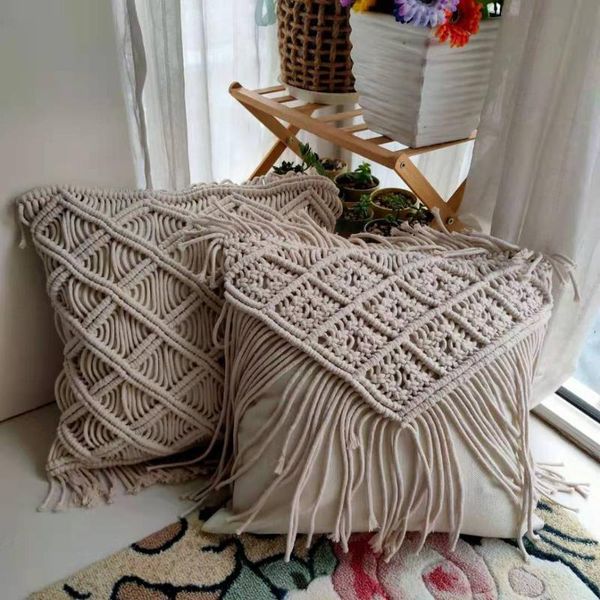 

pillow case boho cotton embroidered throw covers decorative cushion cover 45x45cm for sofa bed chair home decor