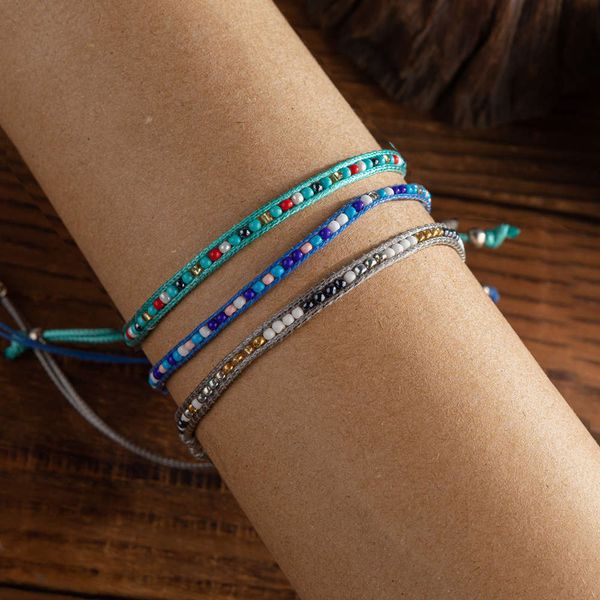 

hand catenary popular jewelry handmade rice bead knitting knot bracelet, Black