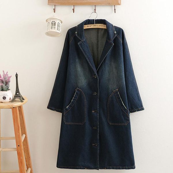 

women's jackets 2021 spring autumn long denim women single-breasted sleeve casual female windbreaker jeans coat outerwear m191, Black;brown