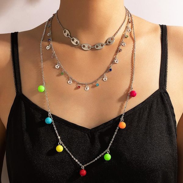 

chains bohe colorful crystal tassel necklace for women fashion silver color geometry hollow clavicle chain jewelry accessories