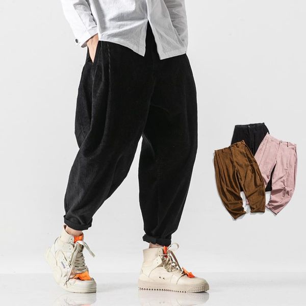 

men harem pants 2021 spring fashion chinese style mens solid black sweatpants male loose trousers oversize men's