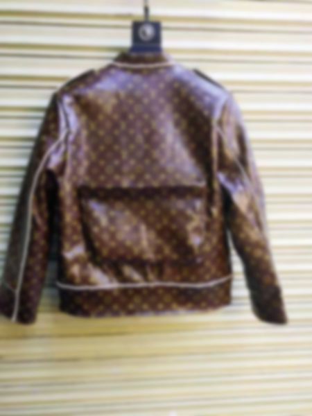 

designer luxury mens multi pocket leather clothing jacquard letter dual zippers classic print baseball streetwear outwear jacket color black