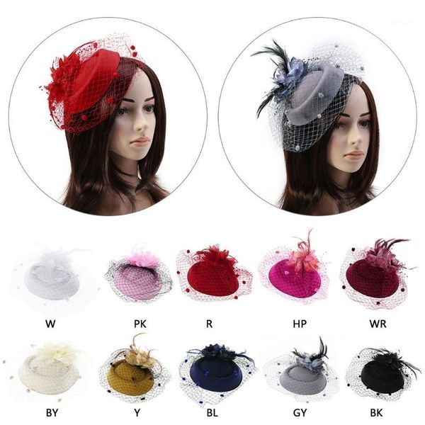 

fascinating hair clip headband hat bowler feather veil wedding party clip1