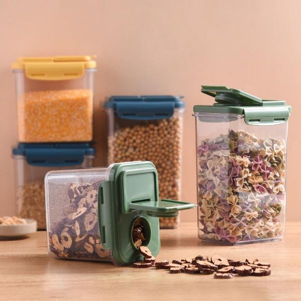 

storage bottles & jars kitchen sealed cereal dispenser transparent grain plastic snack freshness box