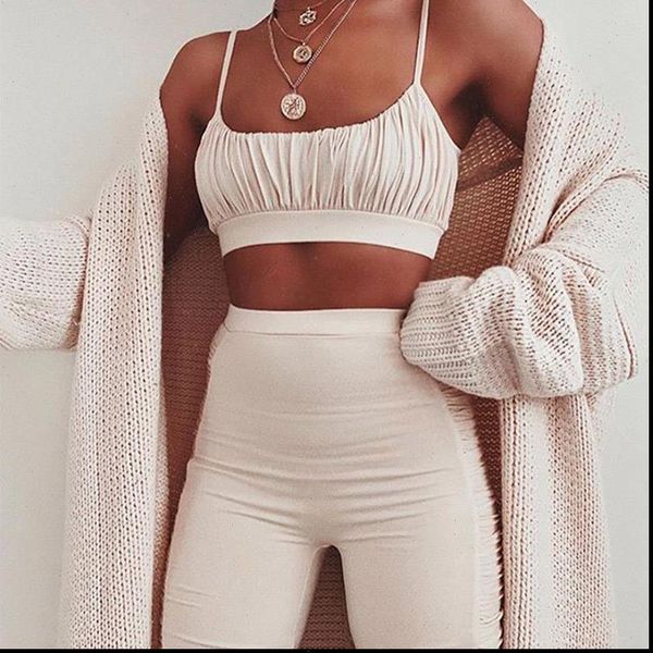 

womens tracksuits summer tracksuit two piece sets black ruched cropped set female camis casual ladies sport shorts suits, Gray