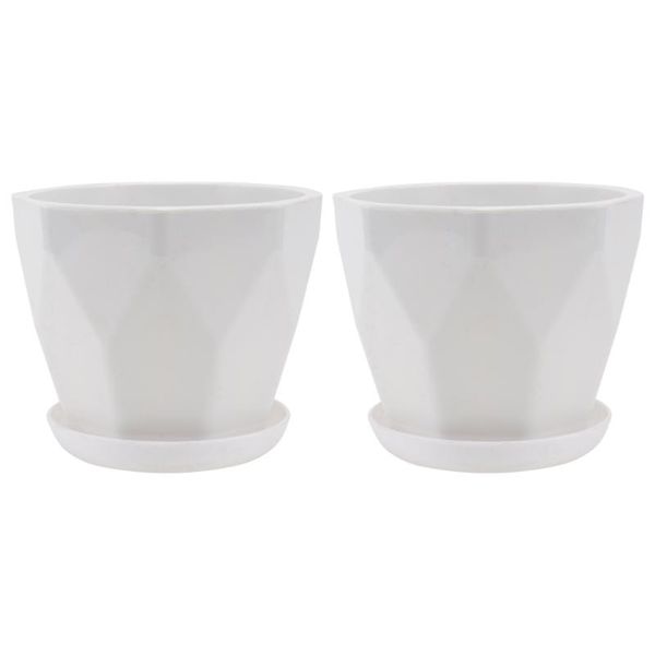 

vases 2 sets of breathable flowerpots household bonsai pots for gardening (white)