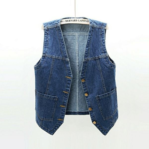 

women's vests women spring summer all0match bf style sleeveless student teens cropped jacket denim chic basic simple womens outwear eqr, Black;white