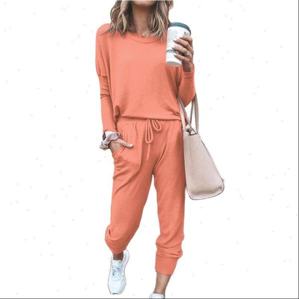 

spring autumn tracksuit two piece women tracksuits set loose comfortable simple style solid color long sleeve casual suit, Gray